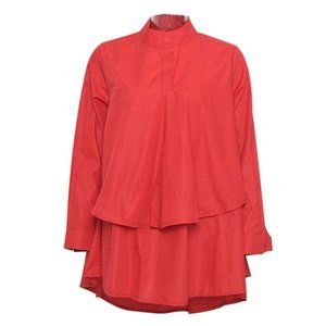 Long Sleeve Two Layer Red Blouse 3XL